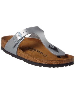 Birkenstock: Серебристые сандалии  Gizeh Birko Flor