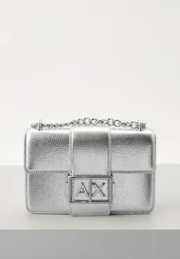 Armani Exchange: Серебристая сумка 