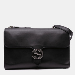 Gucci: Чёрная сумка через плечо  Interlocking G
