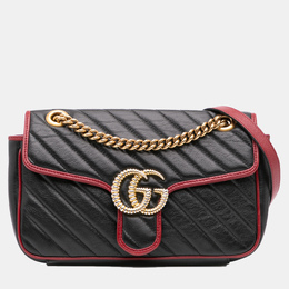 Gucci: Чёрная сумка через плечо  GG Marmont