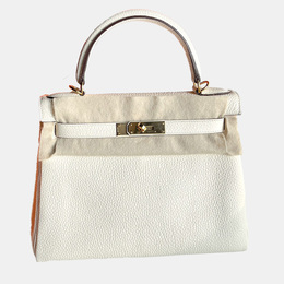 Hermes: Белая сумка  Kelly 28