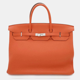 Hermes: Оранжевая сумка-шоппер  Birkin 40