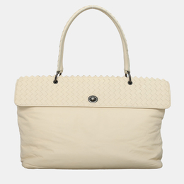 Bottega Veneta: Белая сумка  Intrecciato