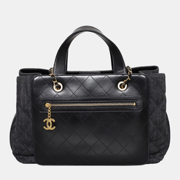 Chanel: Чёрная сумка-шоппер 
