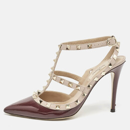 Valentino: Бордовые туфли  Rockstud