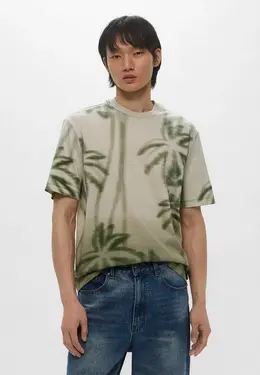 Armani Exchange: Зелёная футболка 