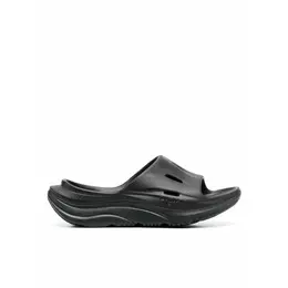 HOKA ONE ONE: Чёрные шлёпанцы 