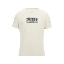 GUESS: Бежевая футболка 