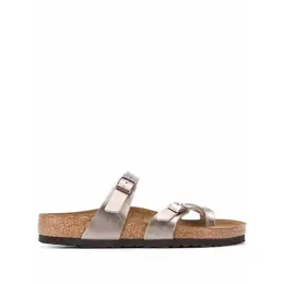 Birkenstock: Золотые шлёпанцы  Birko Flor