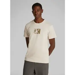Calvin Klein Jeans: Бежевая футболка 