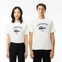 LACOSTE: Белая футболка 