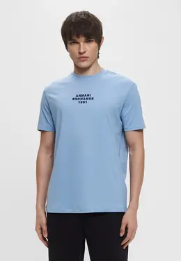 Armani Exchange: Голубая футболка 