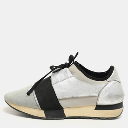 Balenciaga: Серебристые кроссовки  Race Runner