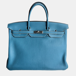 Hermes: Голубая сумка-шоппер  Birkin 40