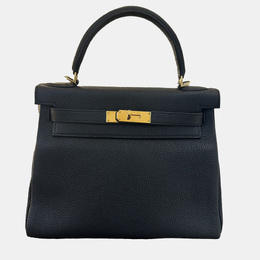 Hermes: Чёрная сумка  Kelly 28