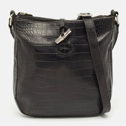 Longchamp: Чёрная сумка  Roseau