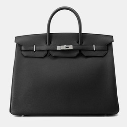 Hermes: Чёрная сумка-шоппер  Birkin 40