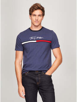 Tommy Hilfiger: Синяя футболка  Signature Flag