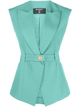 Balmain: Зелёная куртка 