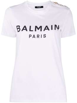 Balmain: Белая футболка 