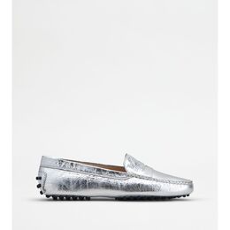 Tod's: Серебристые мокасины  Gommino