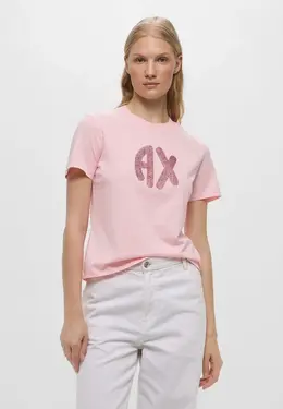 Armani Exchange: Розовая футболка 