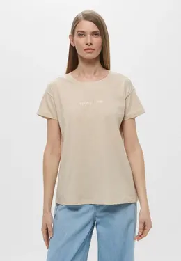 Armani Exchange: Бежевая футболка 