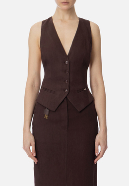 ELISABETTA FRANCHI: Коричневый жилет 