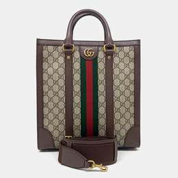 Gucci: Бежевая сумка-шоппер  Ophidia