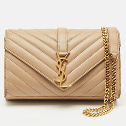 Saint Laurent Paris: Бежевая сумка  Monogram Envelope