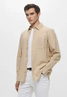 Calvin Klein Jeans: Бежевая рубашка 