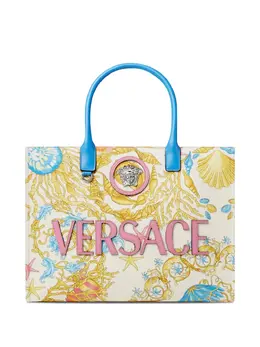 Versace: Белая сумка-шоппер  Barocco