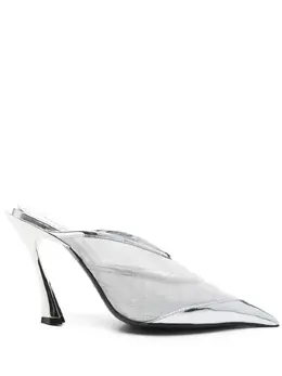 Mugler: Серебристые сабо 