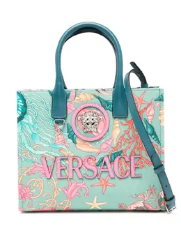 Versace: Голубая сумка-шоппер  La Medusa