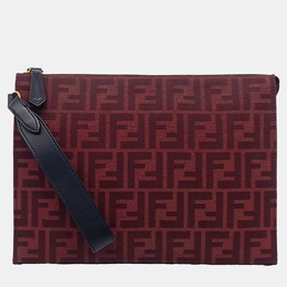 Fendi: Бордовый клатч  Zucca