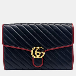 Gucci: Чёрный клатч  Marmont