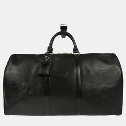 Louis Vuitton: Чёрная сумка  Keepall 50