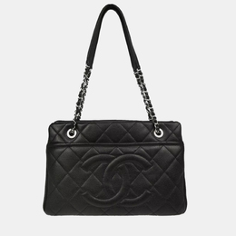Chanel: Чёрная сумка-шоппер 
