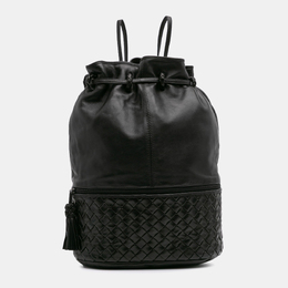 Bottega Veneta: Чёрный рюкзак  Intrecciato
