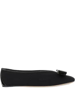 Ferragamo: Чёрные балетки  Vara Bow