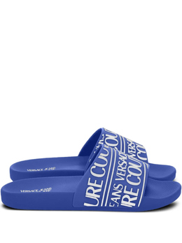 Versace Jeans Couture: Синие шлёпанцы 