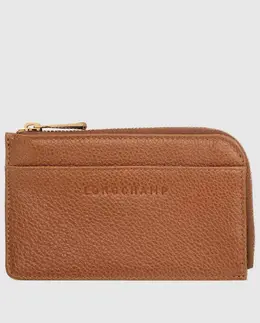 Longchamp: Коричневый картхолдер  Le Foulonné