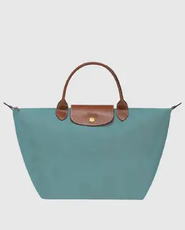 Longchamp: Голубая сумка  Le Pliage Original