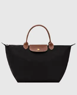 Longchamp: Чёрная сумка  Le Pliage Original