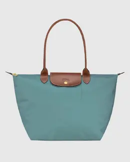 Longchamp: Голубая сумка  Le Pliage Original