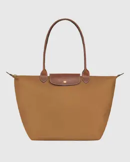 Longchamp: Коричневая сумка  Le Pliage Original