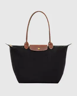Longchamp: Чёрная сумка  Le Pliage Original