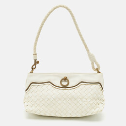 Bottega Veneta: Белая сумка  Intrecciato