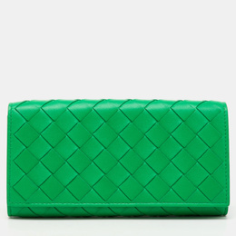 Bottega Veneta: Зелёный кошелёк  Intrecciato