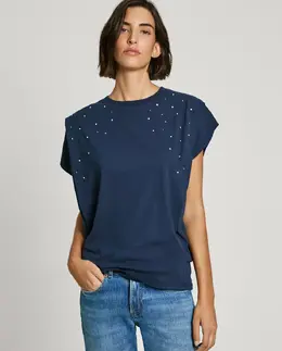 Pepe Jeans: Футболка со стразами 